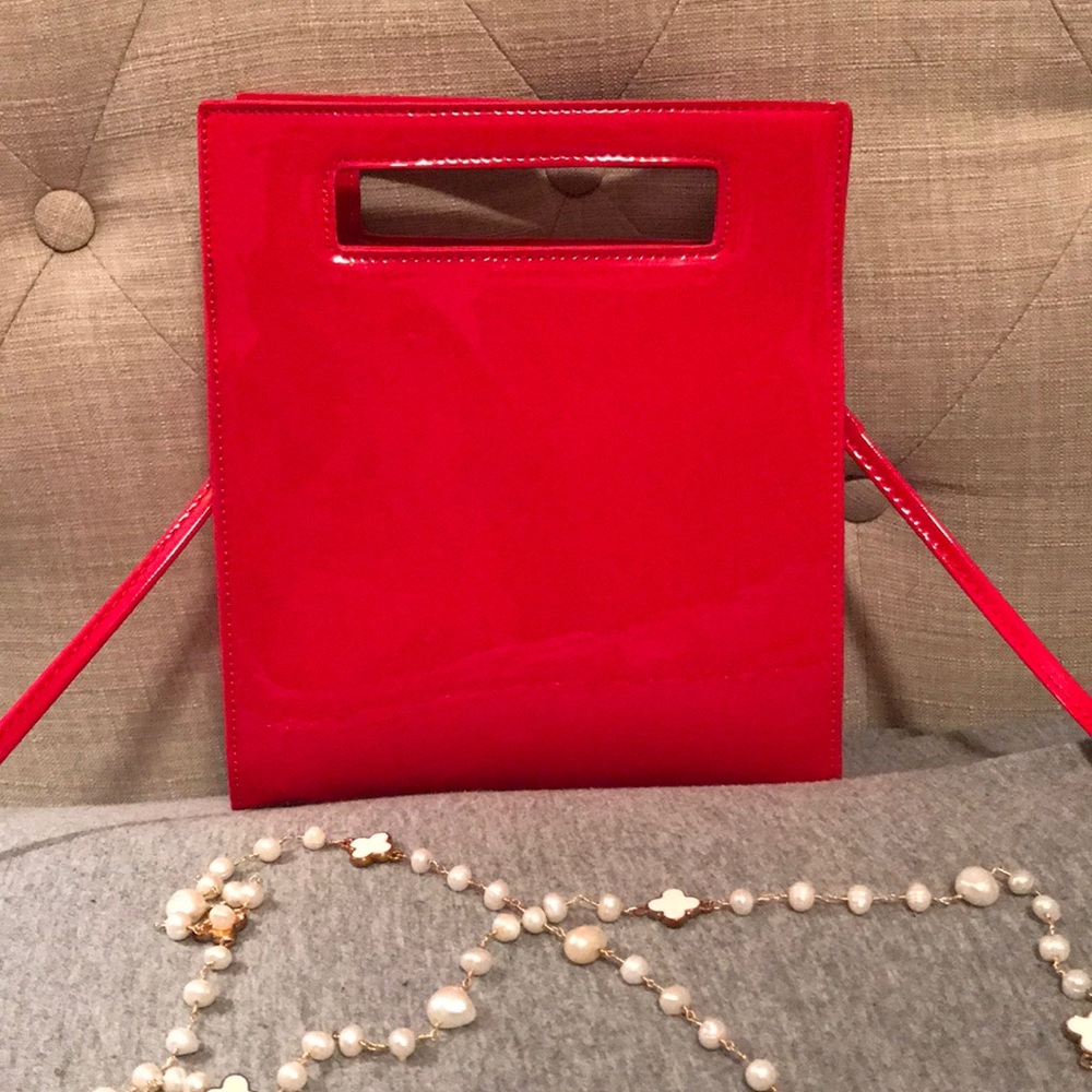 Faux Patent Leather Clutch